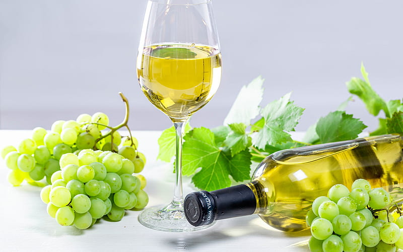 White wine, white grape, glass of wine, grape, wine concepts, HD wallpaper