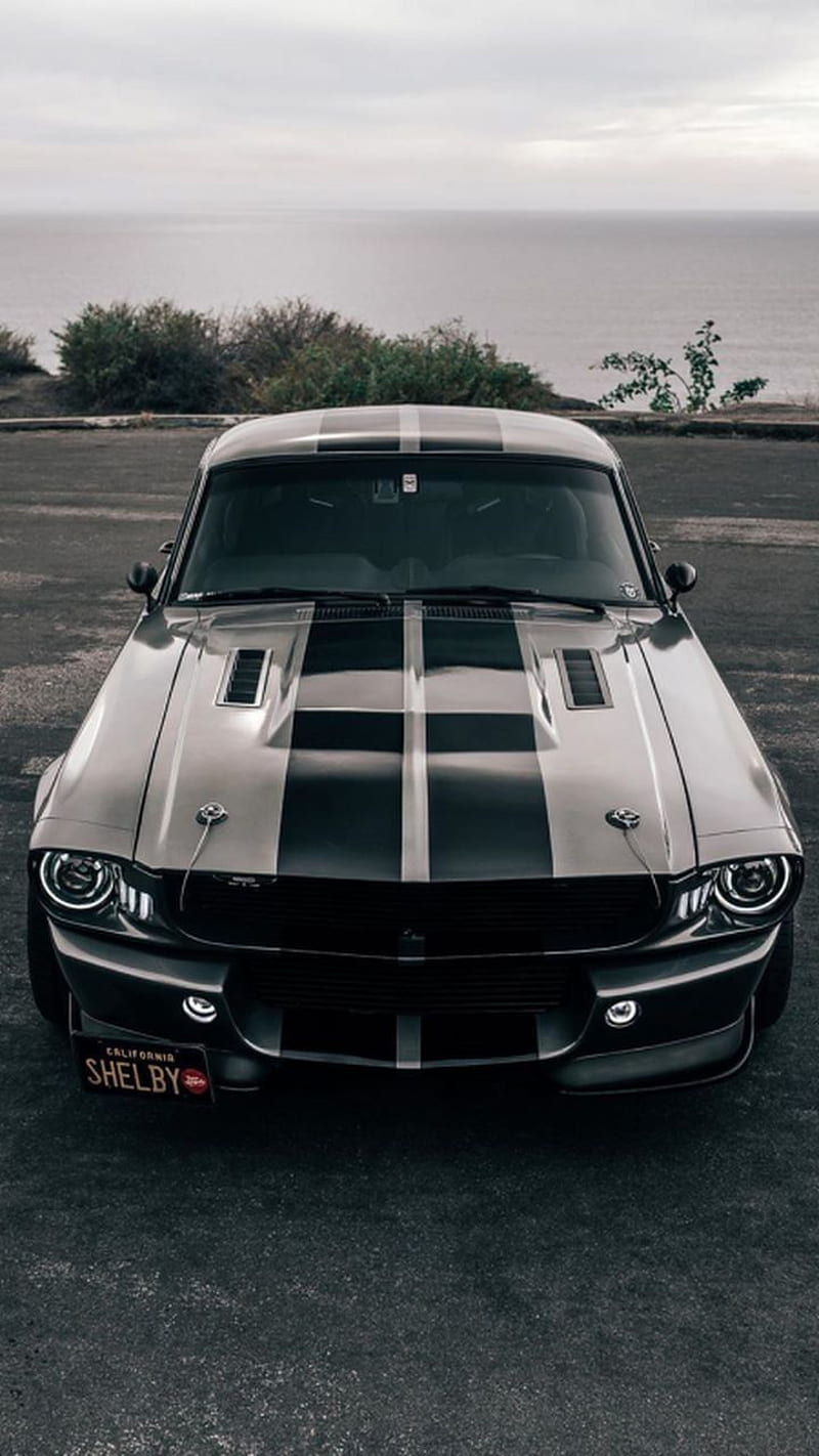 oldschool, black, car, ford, gray, luxe, muscle, mustang, old, school, tuning, HD phone wallpaper