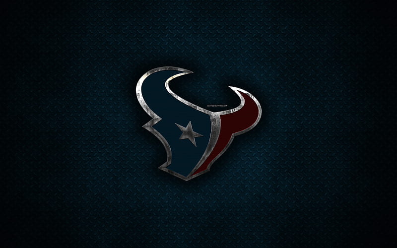 Houston Texans, American football club, metal logo, Houston, Texans, USA, creative art, NFL, emblem, blue metal background, american football, National Football League, HD wallpaper