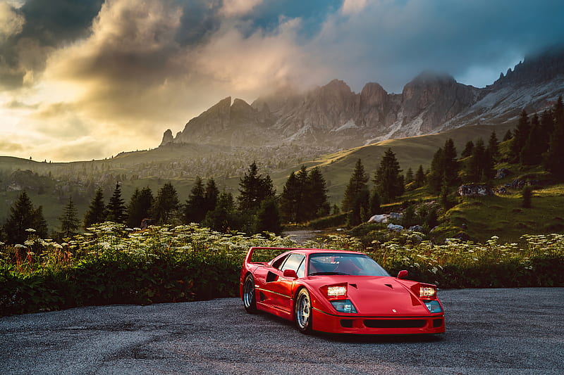 Ferrari F40 In Nature , ferrari-f40, ferrari, cars, behance, HD wallpaper
