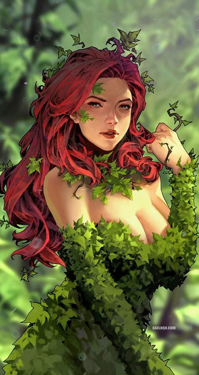 Poison Ivy green, art, batman, dc comics, harley quinn, poison ivy, HD phone wallpaper