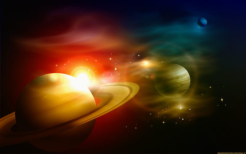 parallel system, sun, planet, space, solar system, star, HD wallpaper