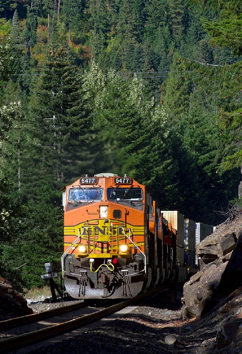BNSF Railroad, bnsf, mountains, railroad, rock, track, train, travel, trees, whistle, HD phone wallpaper