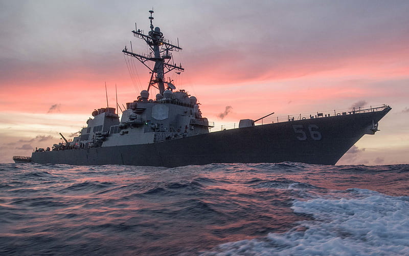 USS John S McCain, destroyer ship, DDG-56, US Navy, USA, sea, warships, Arleigh Burke-class, HD wallpaper