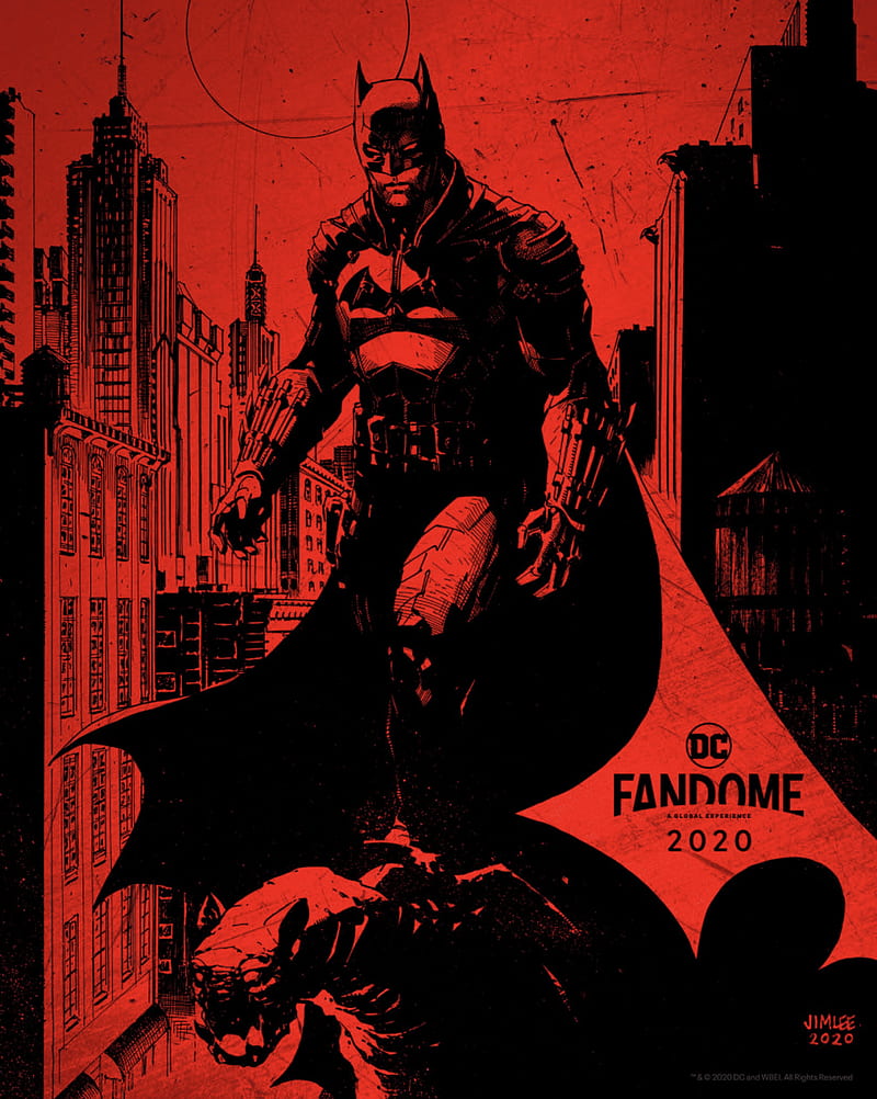 The Batman (2021), digital art, DC Comics, red, black, Batman, city, skyscraper, HD phone wallpaper
