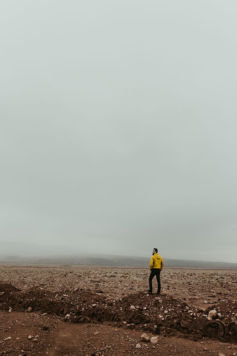 man, fog, landscape, deserted, HD phone wallpaper