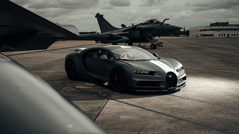 Bugatti, Car, Supercar, Jet Fighter, Bugatti Chiron, Vehicles, Black Car, HD wallpaper