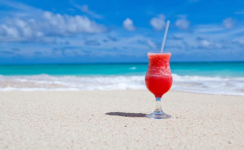 Summer Watermelon Cocktail Ultra, Food and Drink, Ocean, beach, Summer, Wave, Tropical, Sand, Glass, Holiday, Cocktail, Vacation, drink, beverage, refreshment, HD wallpaper