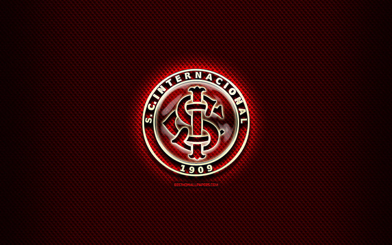 SC Internacional, glass logo, red rhombic background, Brazilian Seria A, soccer, brazilian football club, creative, Internacional logo, football, Internacional FC, Brazil, HD wallpaper