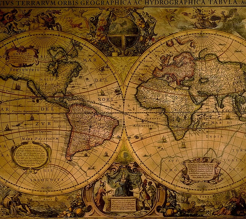 Ancient World, ancient, compass, map, old, ship, travel, vintage, world, HD wallpaper