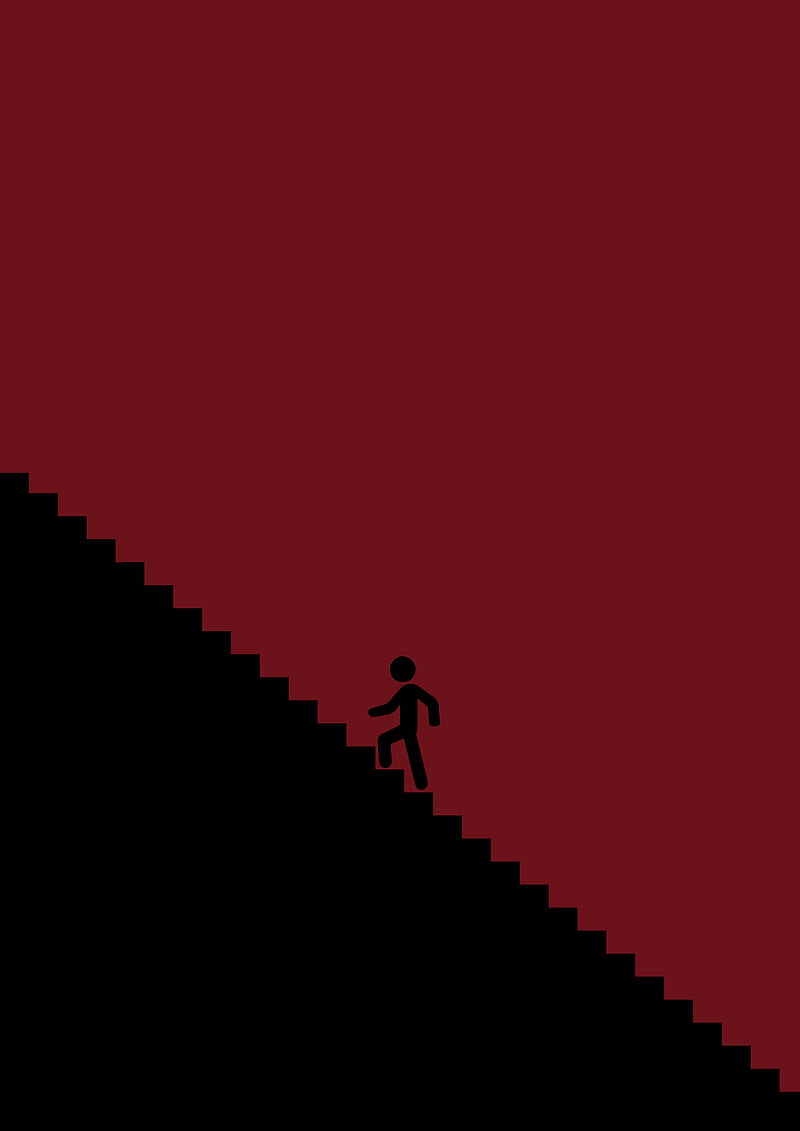 silhouette, ladder, climb, vector, red, black, HD phone wallpaper