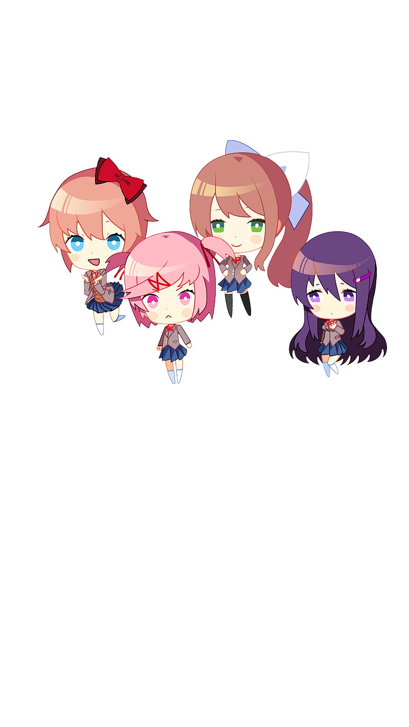DDLC Chibi , solid oki literature club, HD phone wallpaper DDLC Chibi , solid oki literature club, HD phone wallpaper
