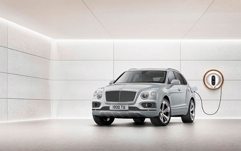 Bentley Bentayga Hybrid charging, 2018 cars, SUVs, new Bentayga, Bentley, HD wallpaper