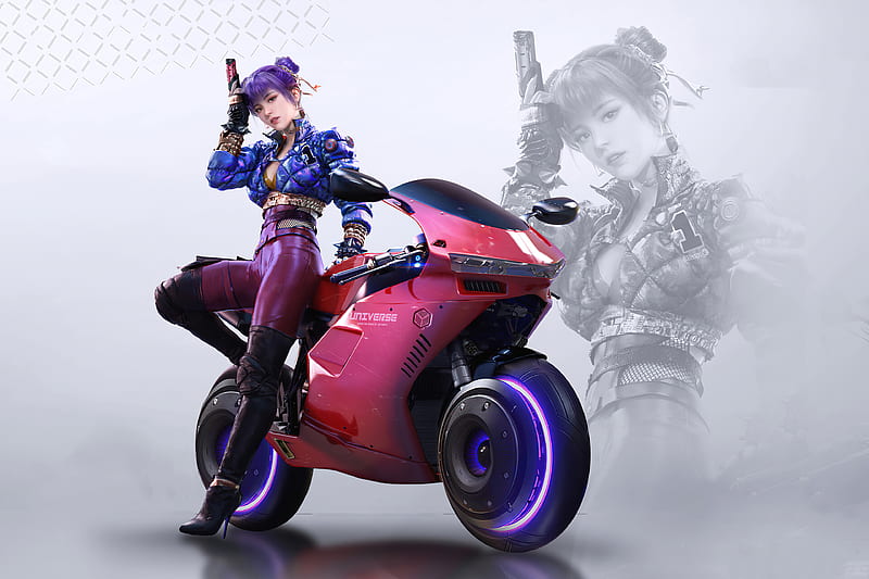 Cyberpunk Biker Girl Scifi HD Wallpaper 