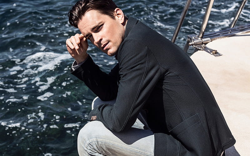 Matt Bomer, American actor, portrait, black male jacket, white trousers, man on a yacht, HD wallpaper