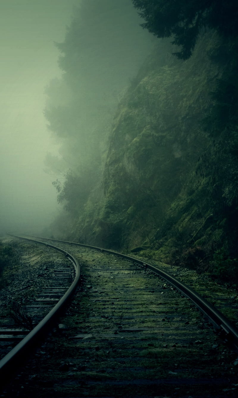 Nature, amazing, fog, green, hills, landscape, scary, track, train, HD  phone wallpaper | Peakpx