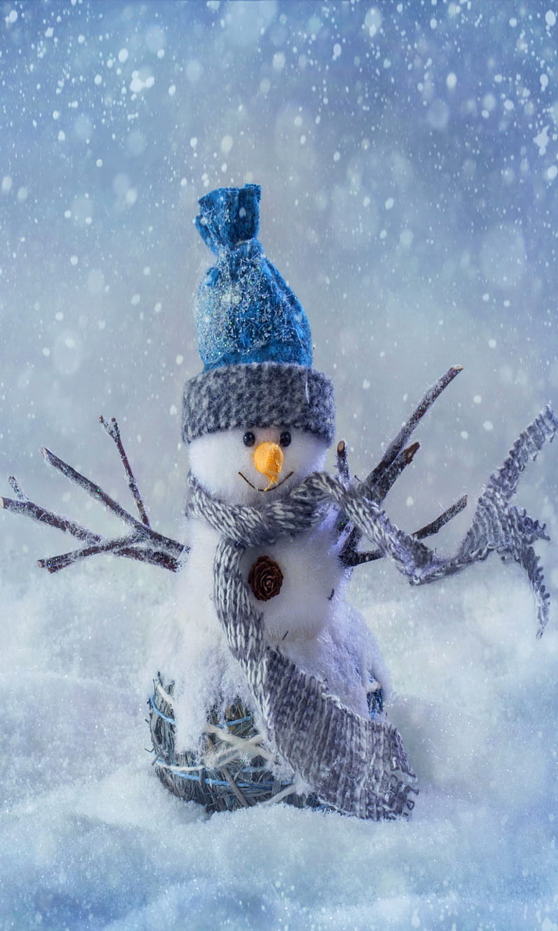 Snowman, cute christmas snow man, season greetings, HD phone wallpaper