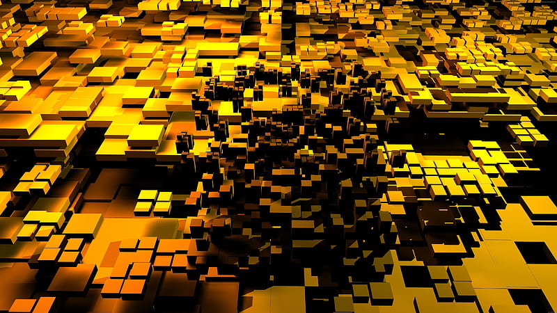 3d Cubes Gold , 3d, cubes, gold, HD wallpaper