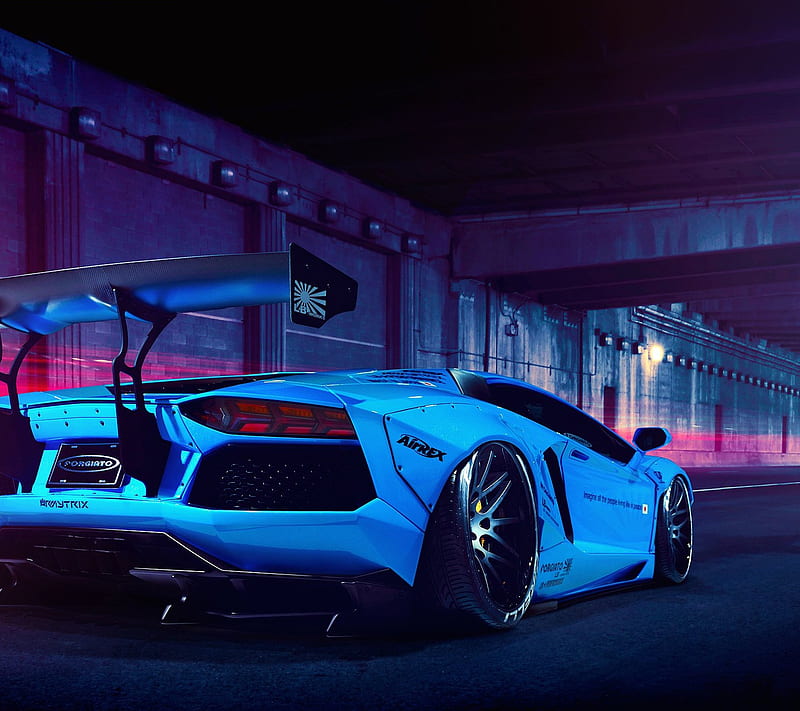 Aventador, auto, blue, car, HD wallpaper