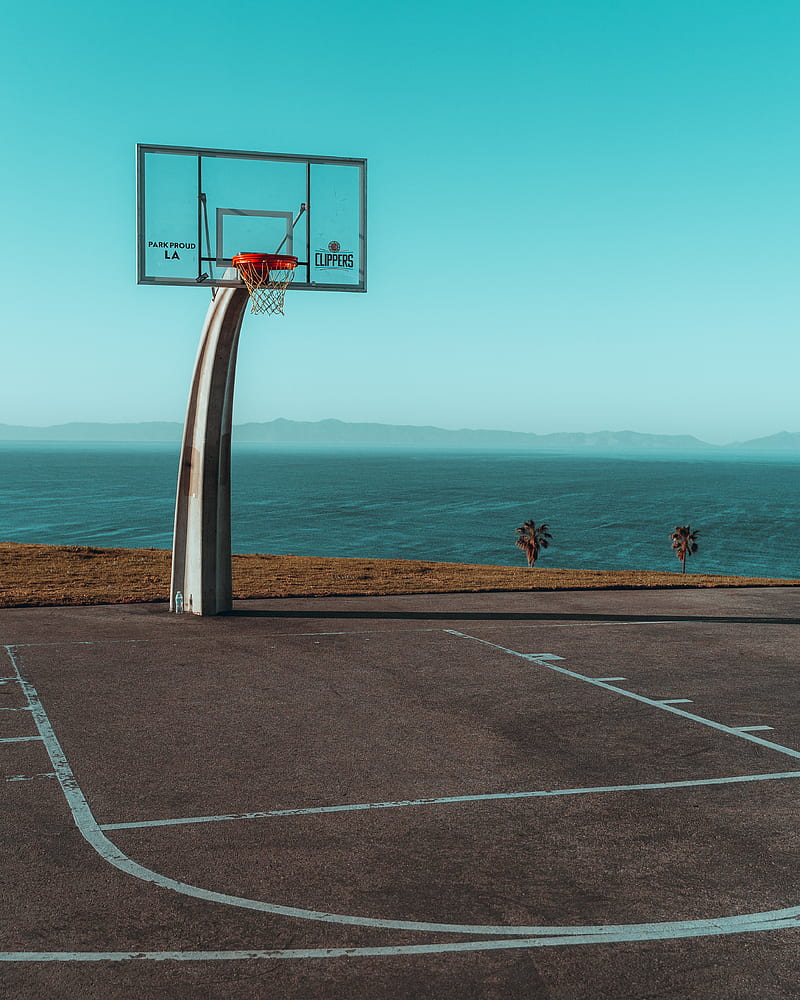basketball hoop, basketball, playground, covering, marking, HD phone wallpaper