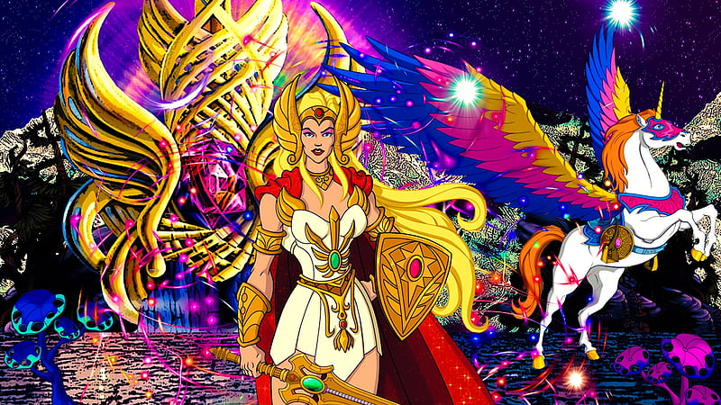 She-Ra & Swift Wind, She-Ra Princess Of Power, Crystal Castle, She-Ra, Swift Wind, Princess Of Power, HD wallpaper