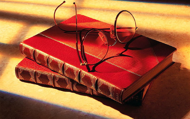 The Moment Passes, glasses, books, reading, sunlight, HD wallpaper