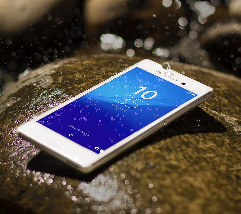 Sony M4 Aqua, blue, phone, resistant, smart, water, white, HD wallpaper