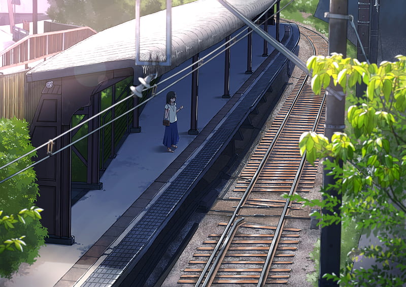 Anime, Original, Girl, Train Station, HD wallpaper