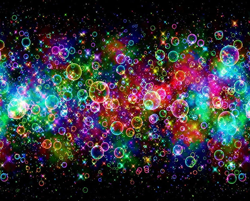Bubbles, abstract, circles, colorful, colors, multicolors, rainbow, HD wallpaper
