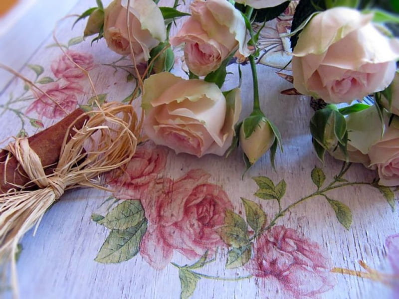 ~ இڿ-ڿڰۣ--- ~, roses, soft color, pink, painted roses, HD wallpaper