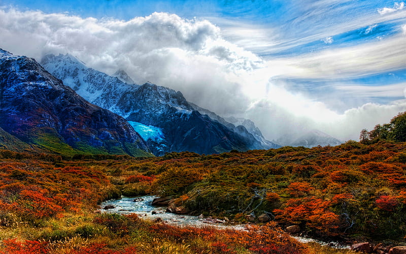 Andes autumn, mountains, Patagonia, Argentina, South America, R, beautiful nature, HD wallpaper