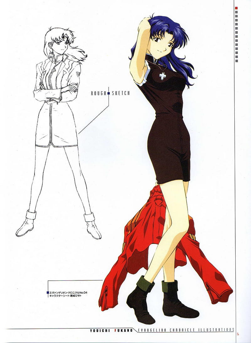 Neon Genesis Evangelion, concept art, Katsuragi Misato, dress, HD phone wallpaper