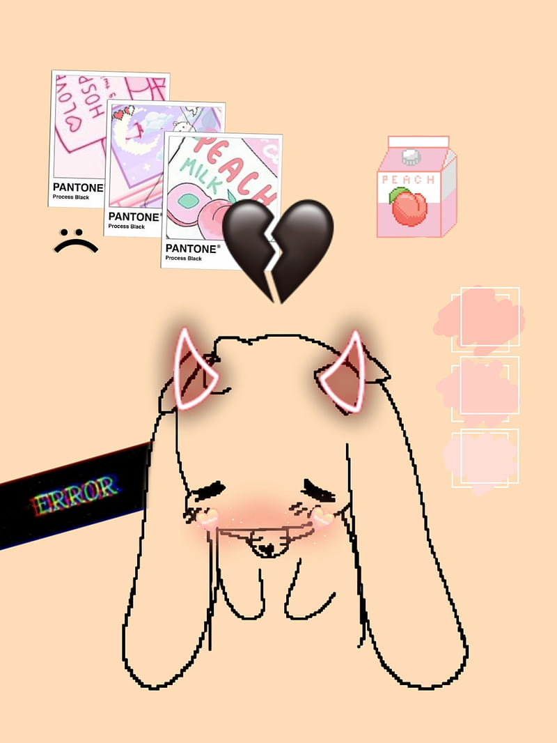 Sad peachy bunny, aesthetic, bunno, depressed, peach, HD phone wallpaper
