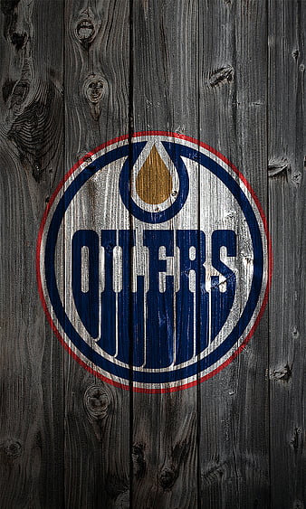 Edmonton Oilers flag, NHL, blue orange metal background, american hockey  team, HD wallpaper