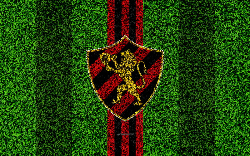 Sport Recife FC, Sport Club do Recife football lawn, logo, Brazilian football club, emblem, red white lines, Serie A, Recife, Brazil, Campeonato Brasileiro, Brazilian Championship A Series, HD wallpaper