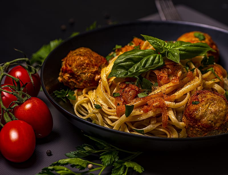 Food, Meal, Tomato, Pasta, Meatball, HD wallpaper