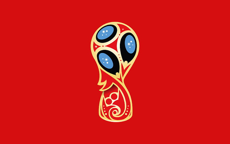 FIFA World Cup 2018, red background, Russia 2018, minimal, FIFA World Cup Russia 2018, soccer, FIFA, football, logo, Soccer World Cup 2018, creative, HD wallpaper