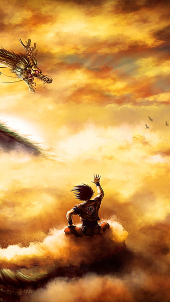 Goku on Nimbus dragon dragon ball flying shenron HD phone wallpaper   Peakpx