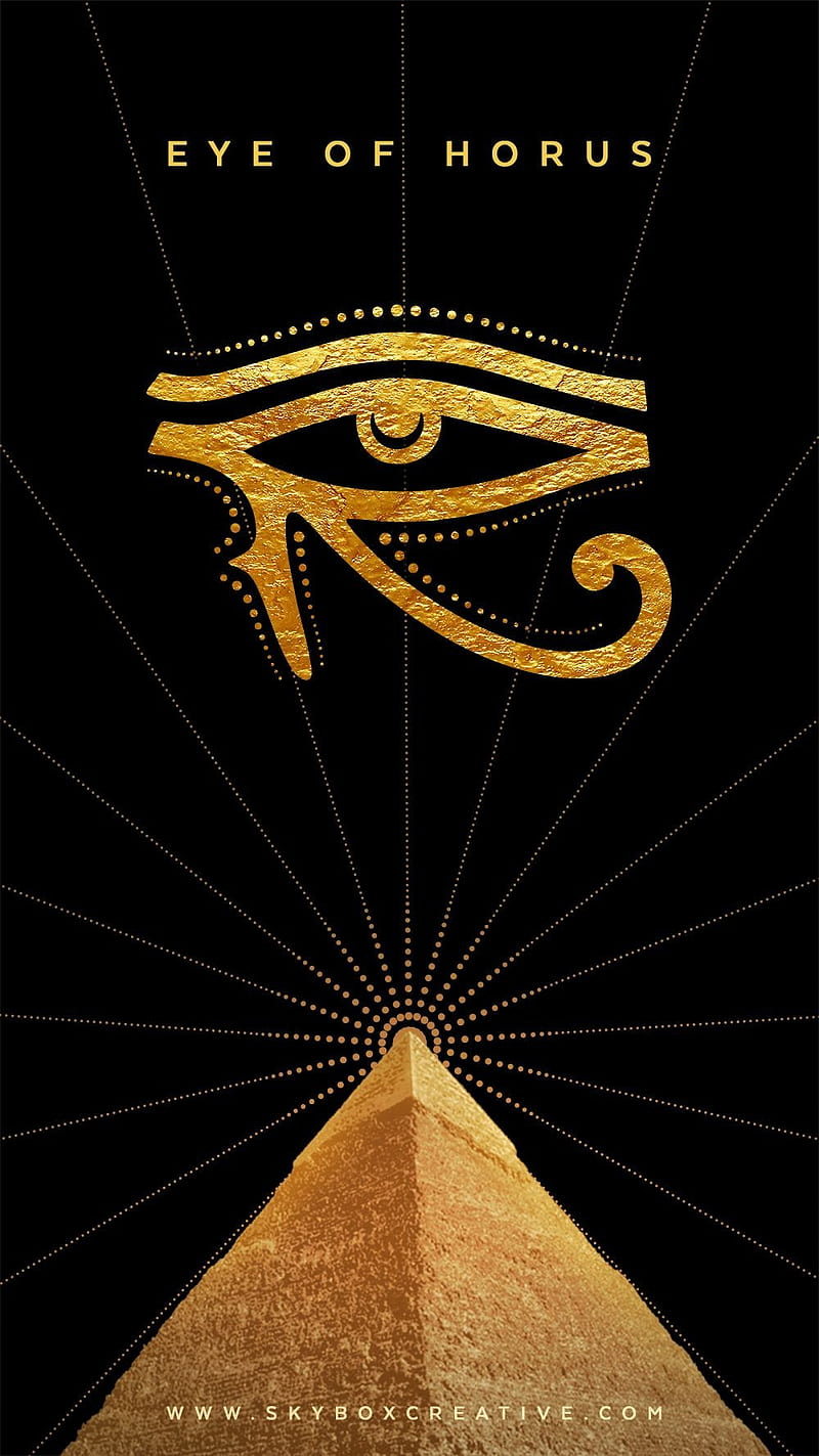 Horus, abstract digital, black, gold, logo, ra, HD phone wallpaper