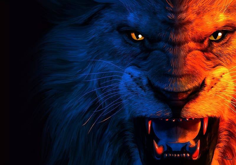 Premium Vector | Lion mascot esport logo design illustrations template blue  lion logo