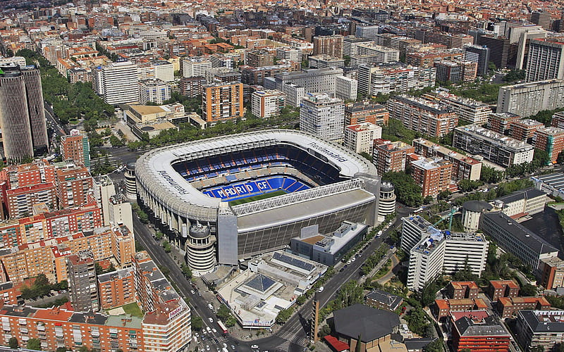 Santiago Bernabeu, Madrid, Spain, football stadium, La Liga, cityscape, Spanish stadiums, HD wallpaper