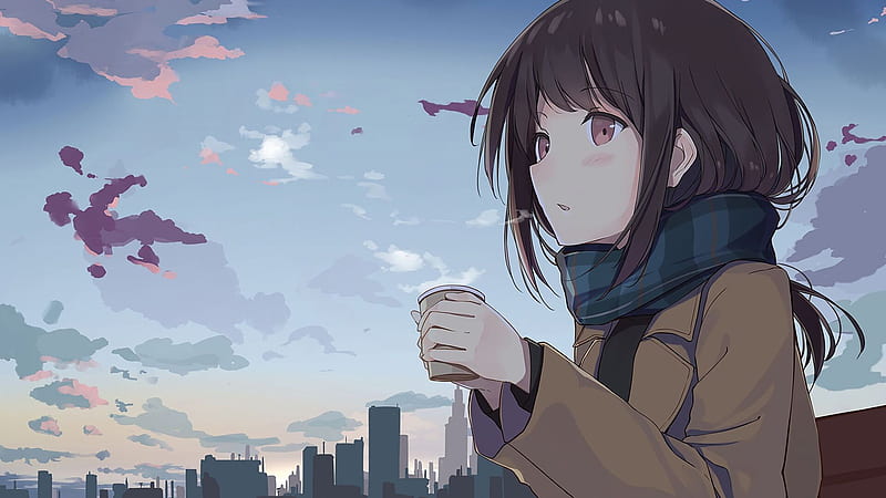 Anime Girl Cold Days Laptop Full, , Background, and, Cold City, HD  wallpaper