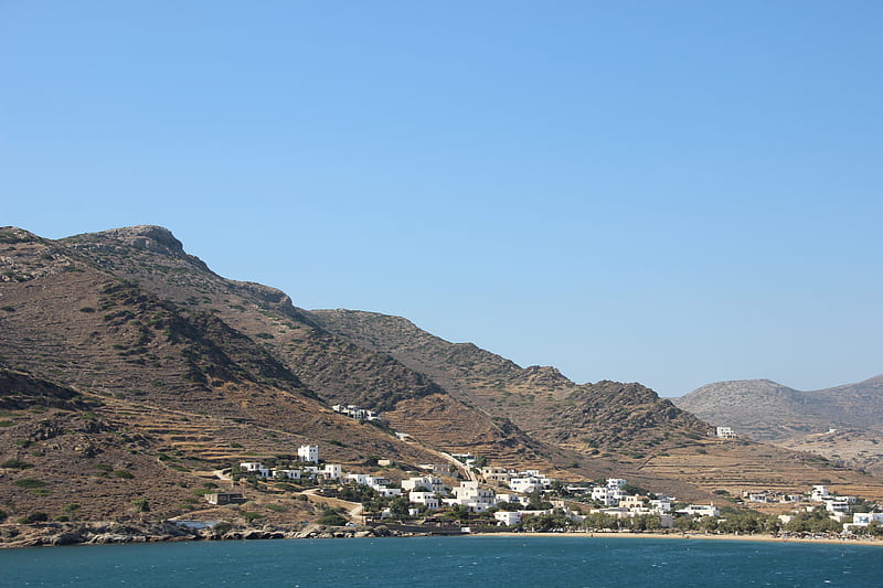 Naxos, beauty, blue seas, blue skies, mountains, HD wallpaper