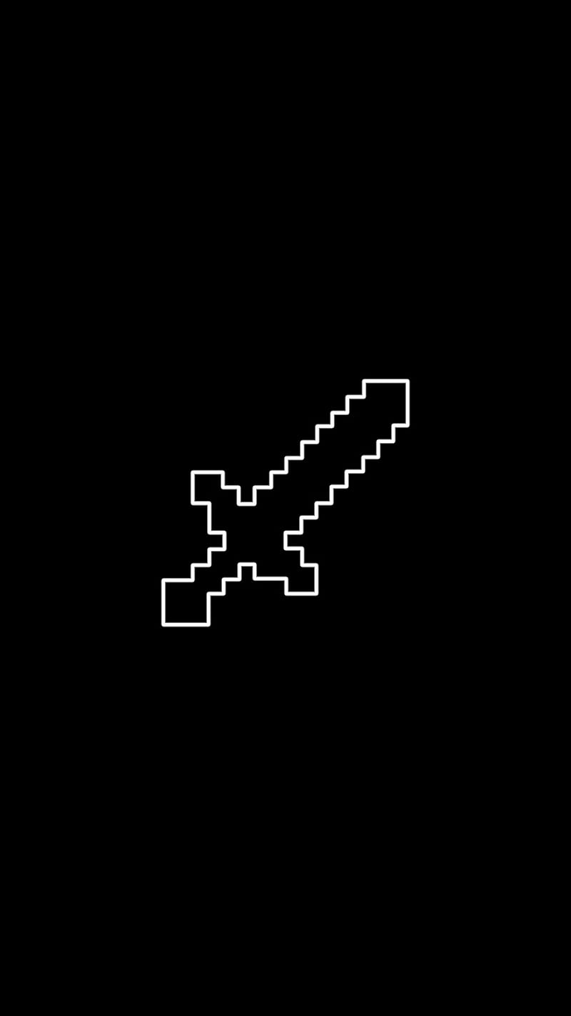 Minecraft Sword, best, black, game, gamer, outline, simple, white, HD phone wallpaper