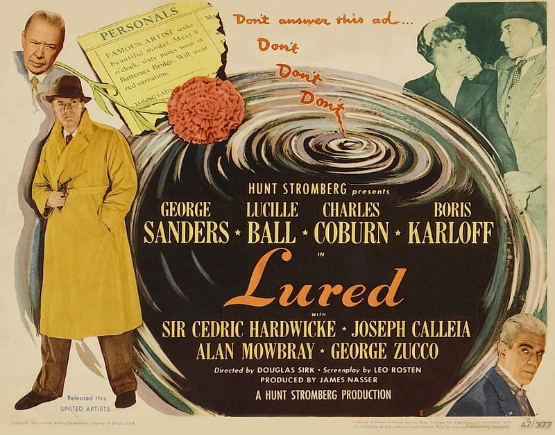 Classic Movies - Lured (1947), Classic Movies, Lured 1947 Film, Lucille Ball, George Sanders, Boris Karloff, HD wallpaper