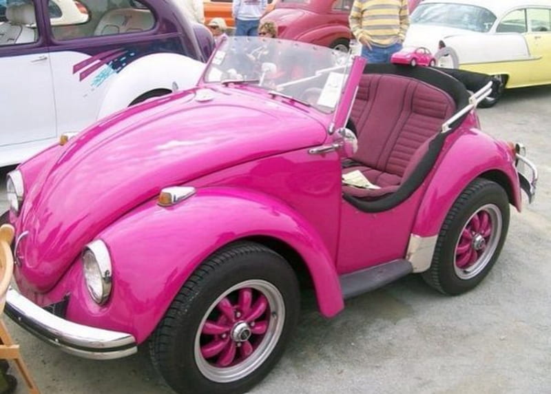Pink Bug, Small, Volkswagen, Pink, Car, HD wallpaper