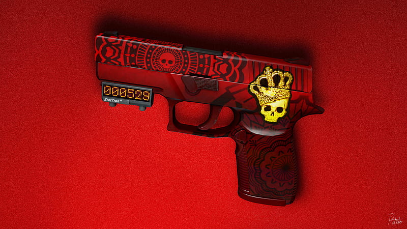 Skull Gun , skull, gun, background, HD wallpaper