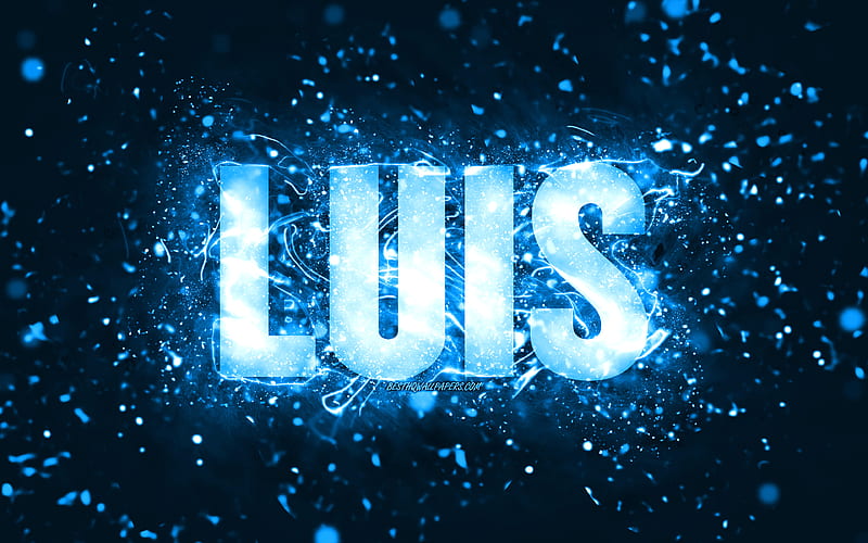 Happy Birtay Luis blue neon lights, Luis name, creative, Luis Happy Birtay, Luis Birtay, popular american male names, with Luis name, Luis, HD wallpaper