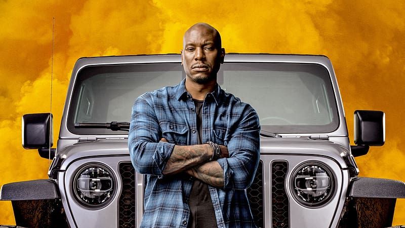 Fast and Furious 9 ( 2021 ), fast and furious 9, movie, yellow, car, man, poster, actor, afis, tyrese gibson, roman pearce, HD wallpaper