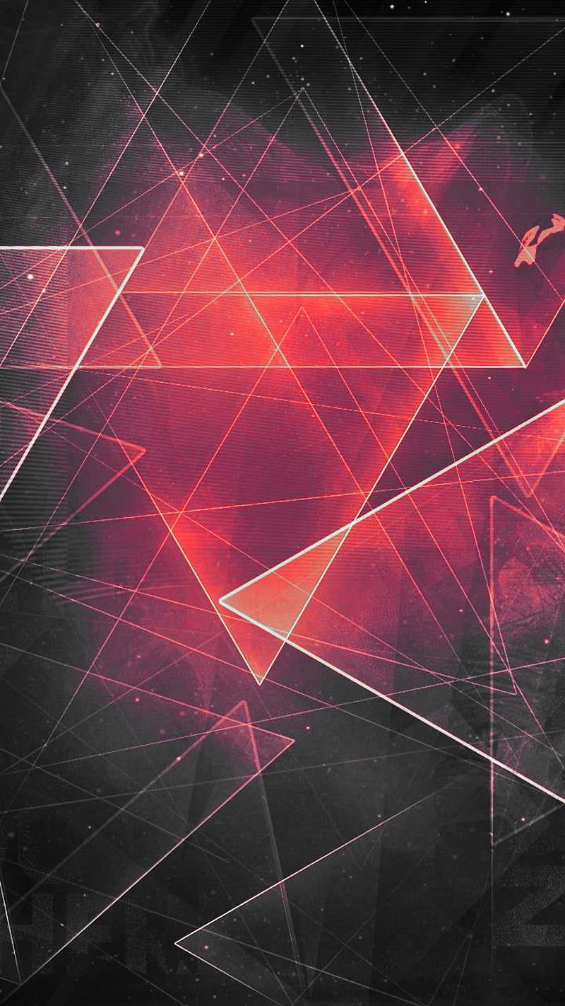 Triangles, awesome, cool, math, red, HD phone wallpaper